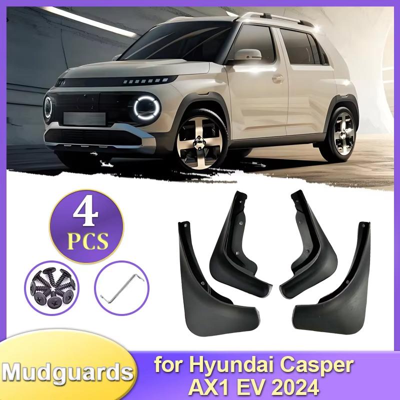 Mudflaps Fender for Hyundai Casper AX1 EV 2024 Mudguards Mud Flaps Car Tire Front and Rear Wheels Fender Accessorie 4pcs Black black hdhsEtherea