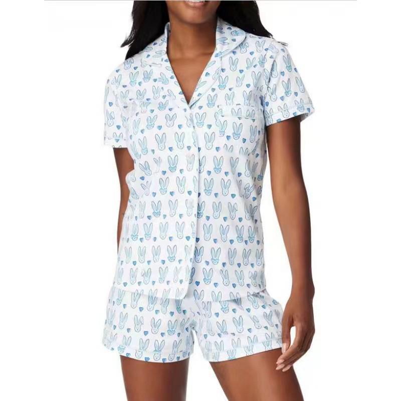 Летний набор из поло с принтом обезьяны и брюк 2025 года - Повседневная домашняя одежда в европейском/американском стиле XXL white FashionFlair