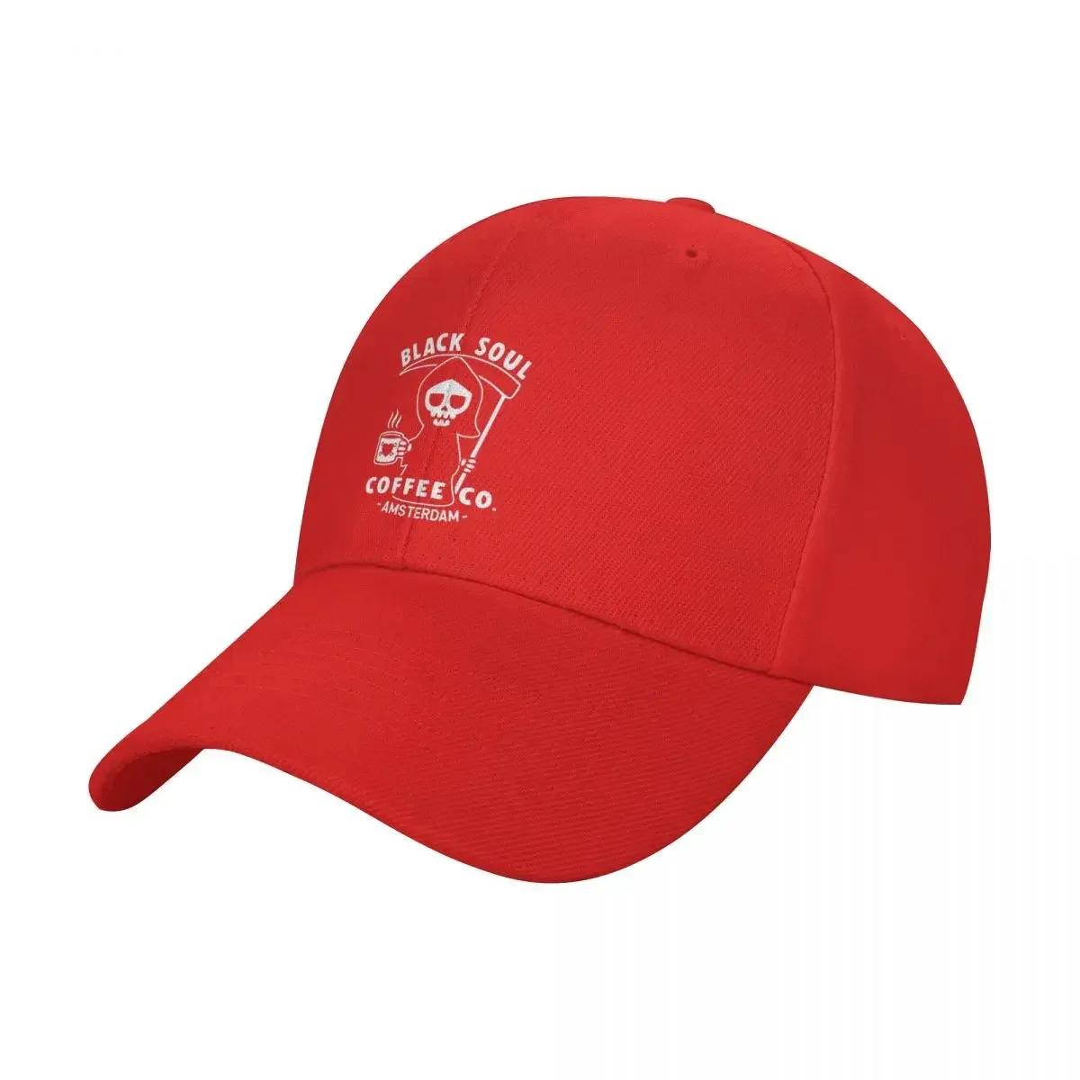 Кофейня Black Soul Кофе Кофе Грим Рипер Бейсболка Роскошная Кепка Панама Защитная каска Кепка Snapback Женские Кепки Мужские red ZX cap