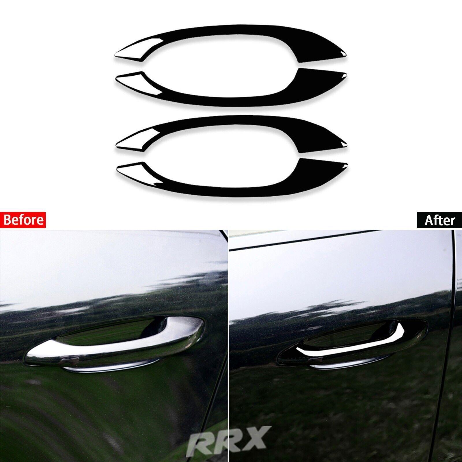 4Pcs Glossy Piano Black Exterior Door Handle Cover Trim For Porsche Macan 14-21 black Grain03