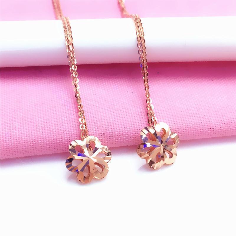 Purple Gold-Plated Rose Gold Flower Earphone, Simple Wind Temperament, Fashionable And Exquisite Ear Jewelry pink BaiJia Jewelry