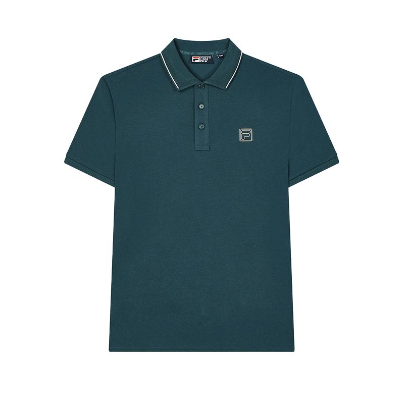 FILA Heritage Series Knitted Short Sleeve Polo Shirt Men tops Wanshan-Green F11M428119FDG S black