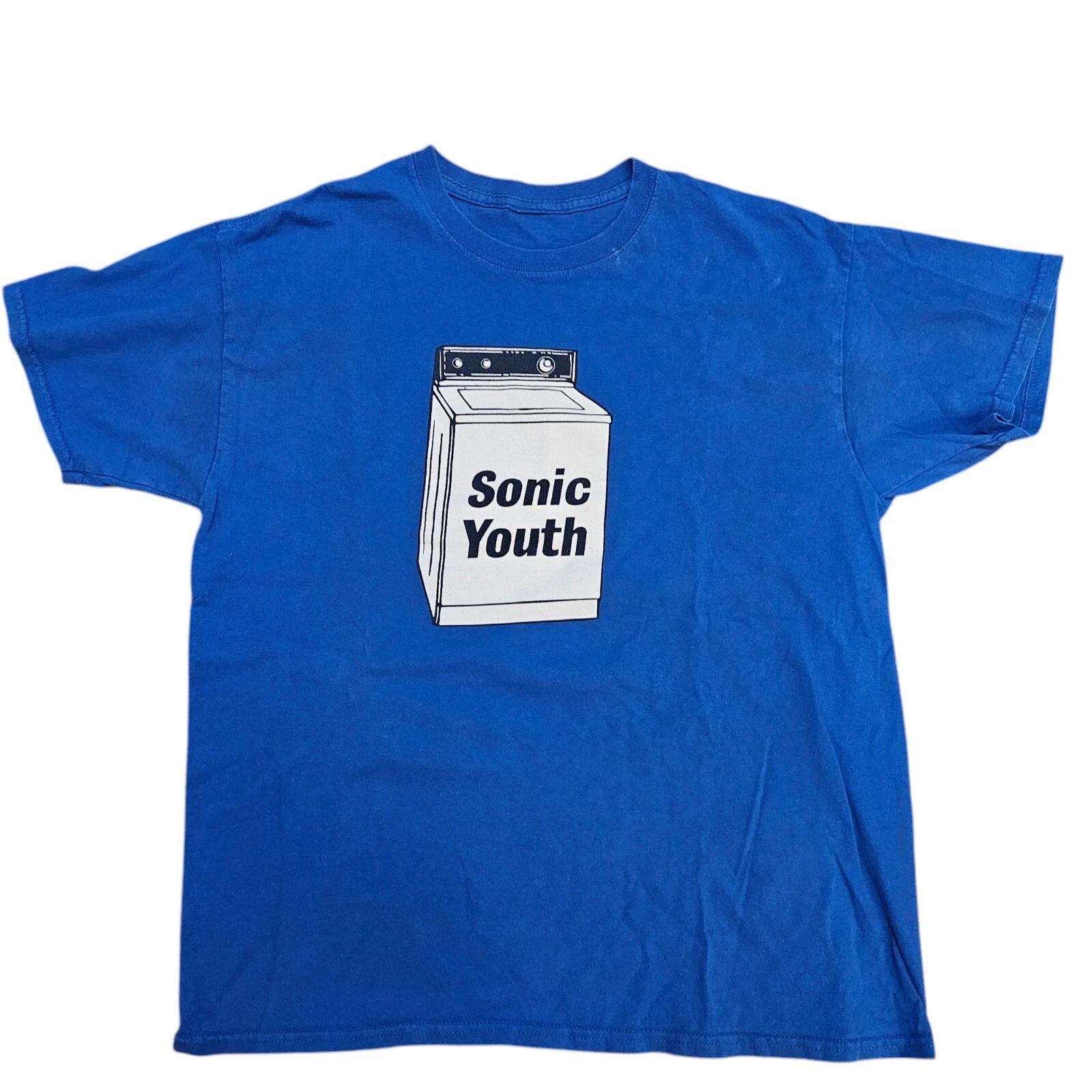 Винтажная футболка Sonic Youth 90-х годов  Стиральная машина  Размер средний Мужская Женская Летняя Мужская Футболка Черная Повседневная С Круглым Вырезом Хлопковая Футболка S white ZheXiong TEE