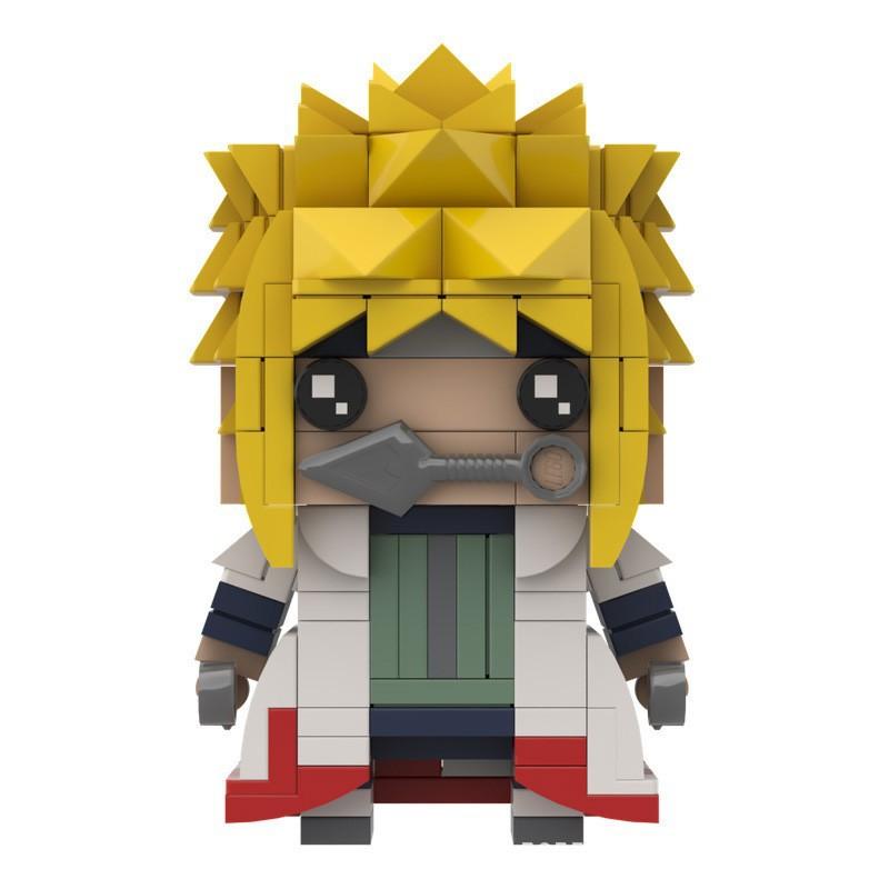 Совместимо с конструктором Naruto Серия Творческий Маленькие Частицы Квадратная Голова Мальчик, Волна Ветер Водяные Врата yellow Treasure Shoe House