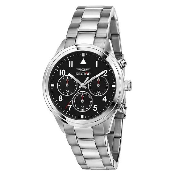 Женские часы Sector 670 Dual Time Multifunction из нержавеющей стали с черным циферблатом, кварцевые R3253540013 black