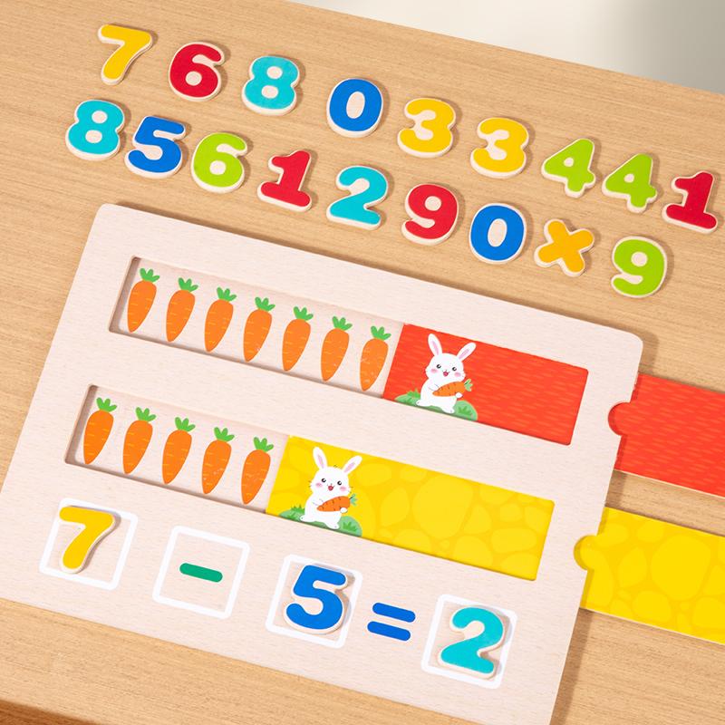 Montessori Addition And Subtraction of Numbers Math Toys For Toddlers Color Cognition Learning Board Toys Wooden Counting Game red Phone Case CSWO02