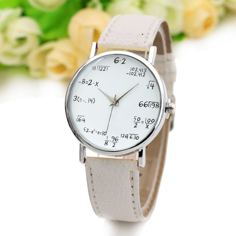Модные женские часы Math Formula Watches Кожаный ремешок Кварцевые повседневные часы для женщин Dashboard Formula beige Various wearables