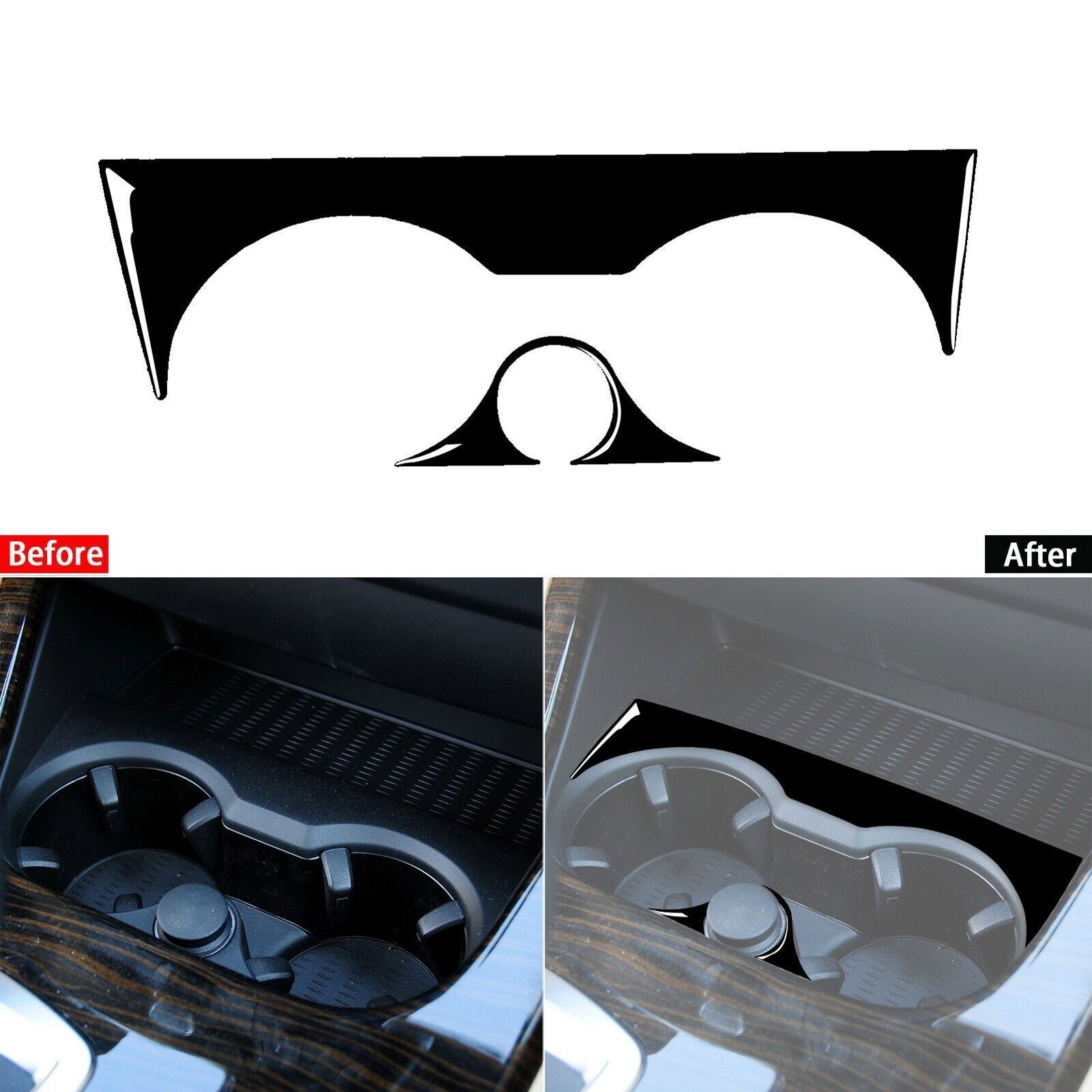 Glossy Piano Black Central Water Cup Holder Cover For BMW X3 X4 F25 F26 2011-17 black Bavin02