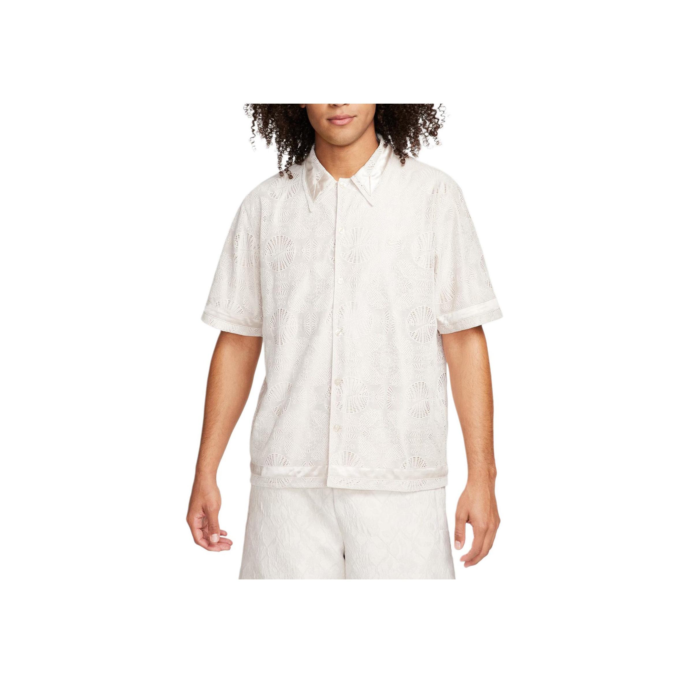 Nike SS24 DNA трикотажные жаккардовые узоры свободные спортивные мягкие удобные рубашки поло на пуговицах мужские рубашки светло-коричневые FN2683-104 2XL white