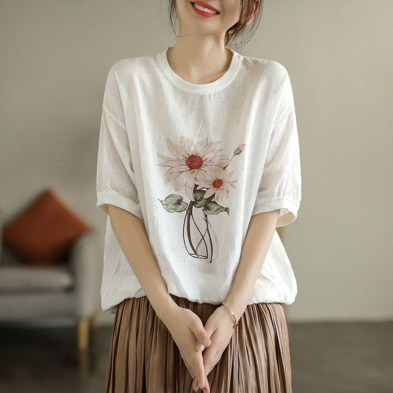 Топы женские хлопковые летние футболки больших размеров с воротником-поло свободные напечатанные повседневные пуловеры футболки топы XXL белый STARS L