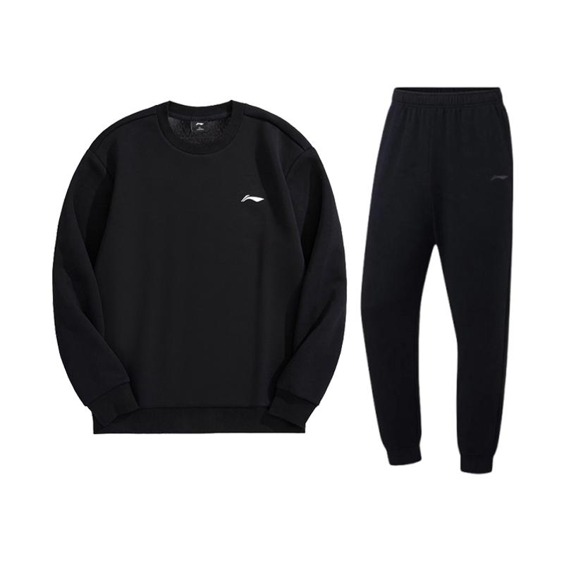 Li-Ning Круглый вырез Вязаный пуловер Комплект свитшотов Мужские Свитшоты Черный AWDUH59-553 M black