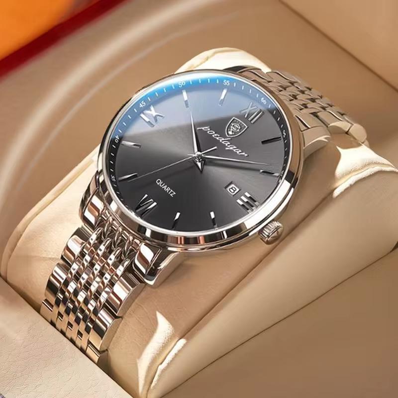 POEDAGAR Luxury Sports Men s Wristwatch Stainless Steel Waterproof Date Watch High Quality Casual Fashion Quartz Watches серебряный/серый