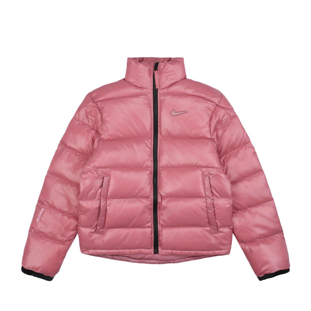 Nike X Nocta Коллаборация SUNSET PUFFER Пуховик-хлеб с молнией и воротником-стойкой Женская версия Цвет пасты из красной фасоли  S , M , L , XL , XXL , XXXL . розовый