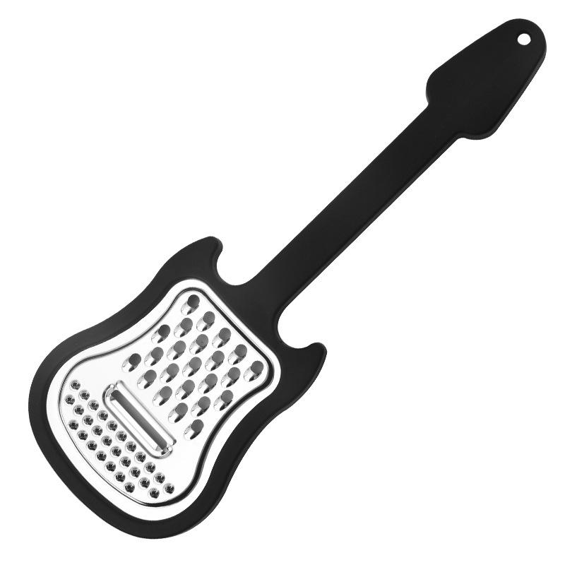 Stainless steel guitar-shaped melon planer fruit paring knife creative household potato scraper kitchen gadget black COOKING-MALL
