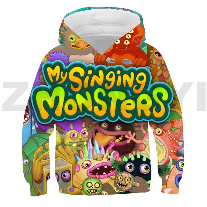 Kawaii My Singing Monsters Game 3D Hoodie Детская одежда в стиле аниме для подростков для девочек, мультфильмов, свободные свитера для мальчиков, повседневная толстовка с капюшоном 100 green FLGlobal