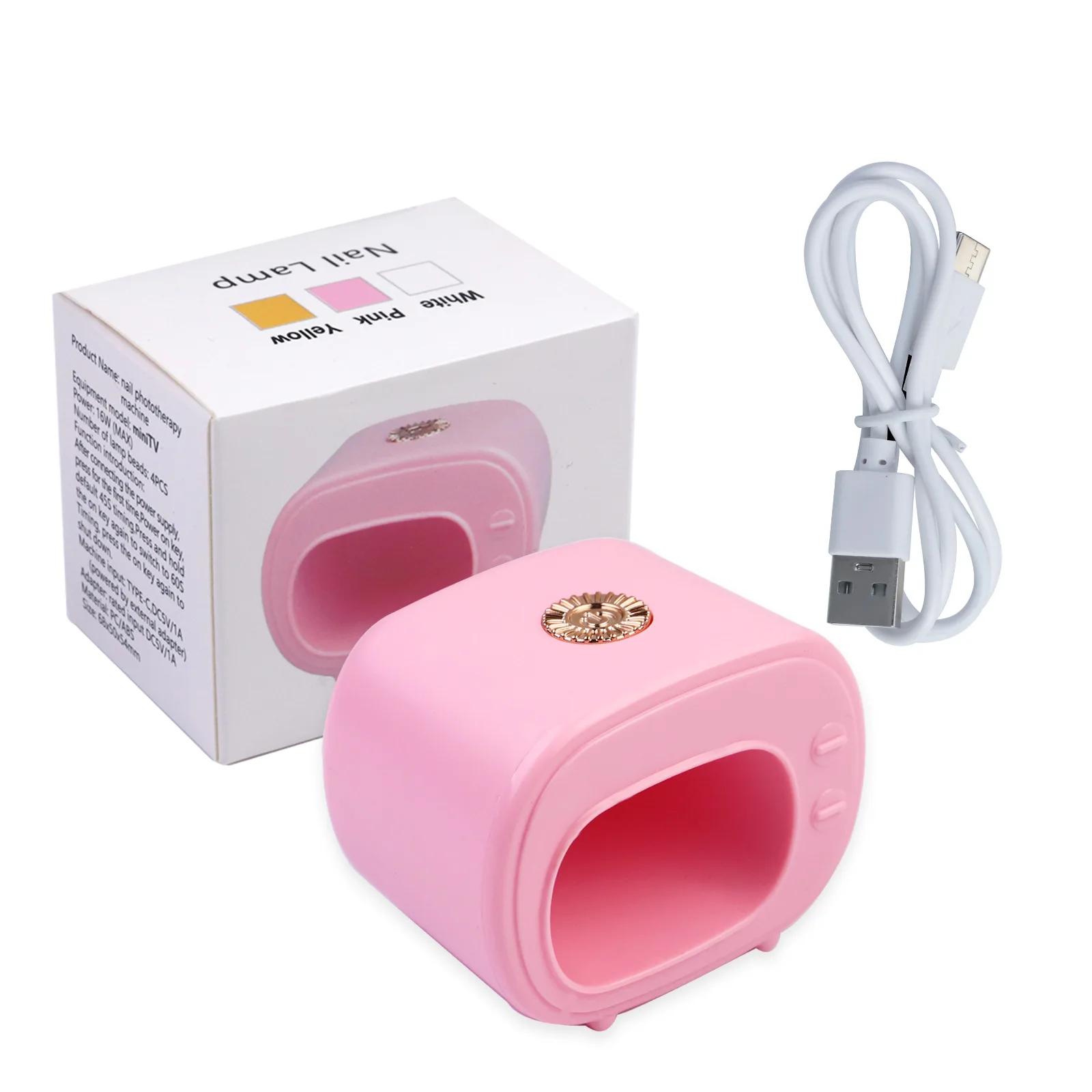 16 Вт USB Мини-телевизор для ногтей УФ-светодиодная лампа для ногтей Аксессуары и инструменты Розовая сушилка для лака для ногтей Портативная маникюрная продукция white Glow Makeup
