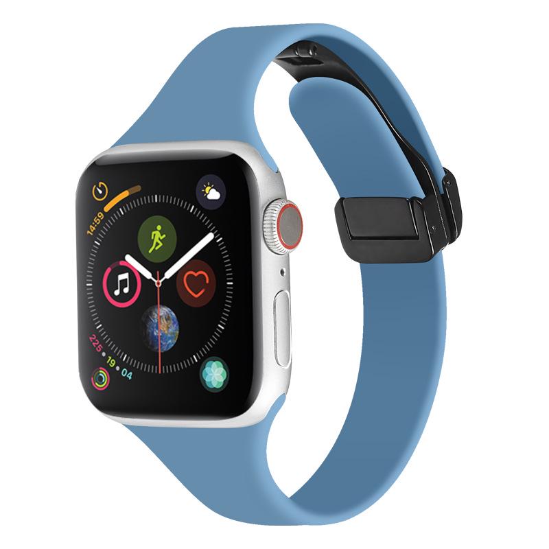 Силиконовый ремешок с магнитной складной застежкой для Apple Watch Series 5-10 (Маленький) 38/40/41/42(S10)mm black the BAY