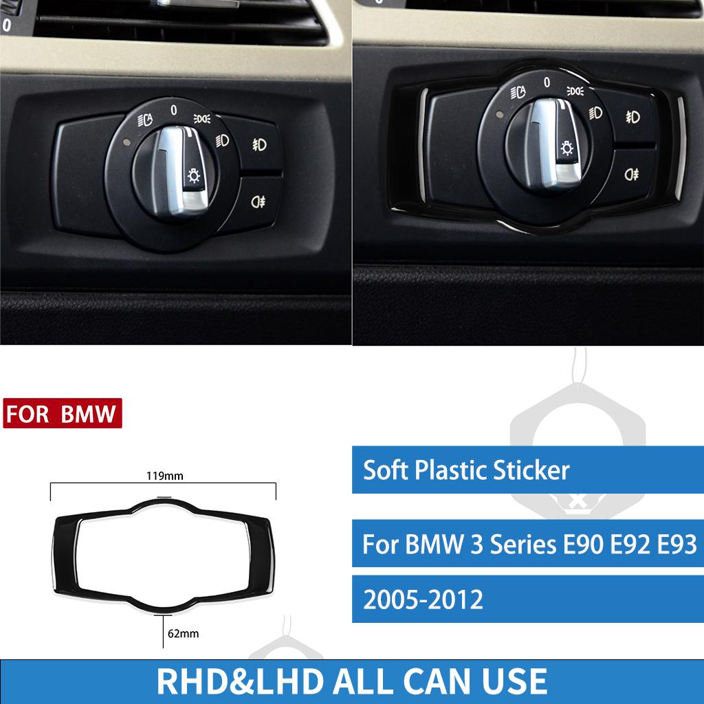 For BMW 3 Series E90 E92 E93 2005-2012 Dashboard Headlight Switch Trim Frame Cover Piano Black Stickers Car Interior Accessories Piano black black 348477afAFagdb