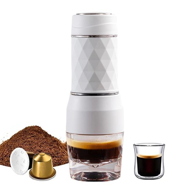 Cafelffe 3 в 1 портативная кофемашина горячая/холодная вода ручная эспрессо-машина для капсул и молотого ручного пресса для кофемашины для дома и путешествий белый Factory Discount Outlet