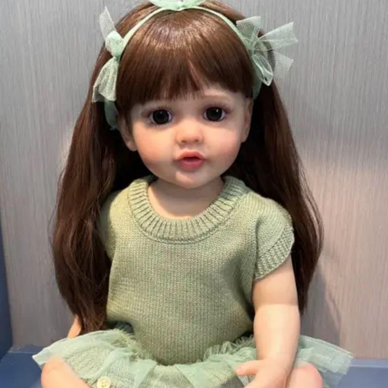 NPK 55 см Кукла Бебе Reborn Girl Розовая принцесса Игрушка для ванны Мягкая силиконовая кукла для ванны всего тела black