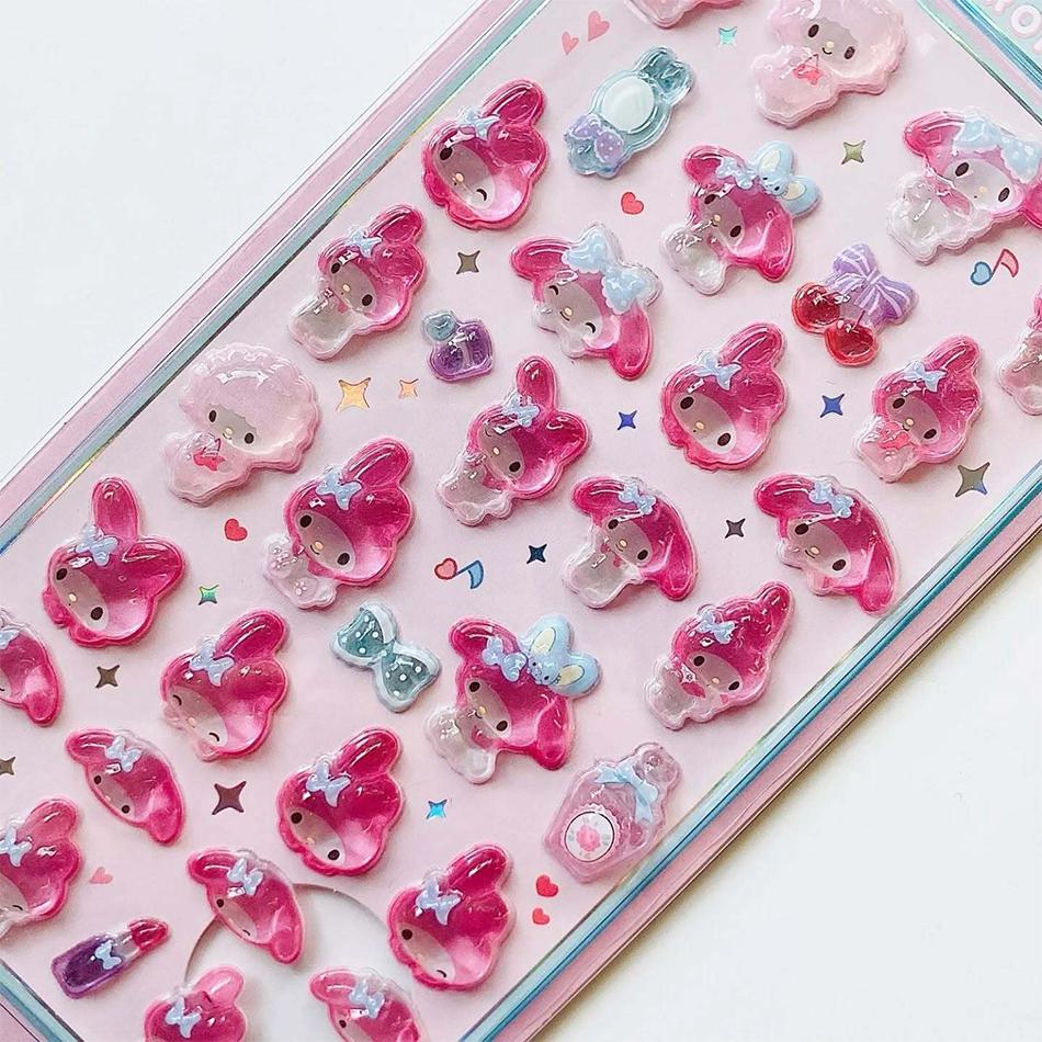 Милые Аниме Хелло Китти Куроми Синнаморолл 3D Стикеры Sanrio Прозрачные Гелевые Кристальные Декоративные Стикеры Чехол для Телефона DIY Детская Игрушка pink Prettiest Time