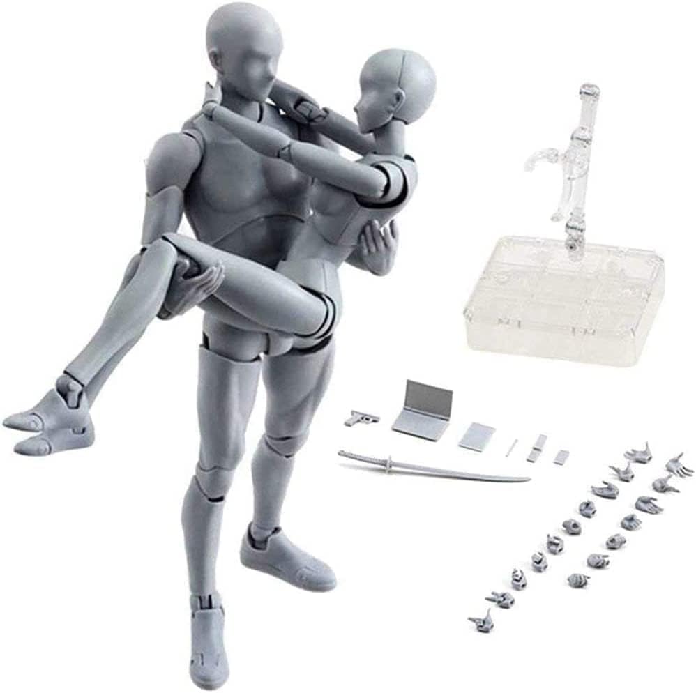 Модель для рисования Figuarts Body-chan Мужская + Женская Манекен для рисования Фигурка Модель Кукла Основание Модель для манги Стенд для рисования в комплекте Тип куклы Основание Тело gray Sliema Japan Products