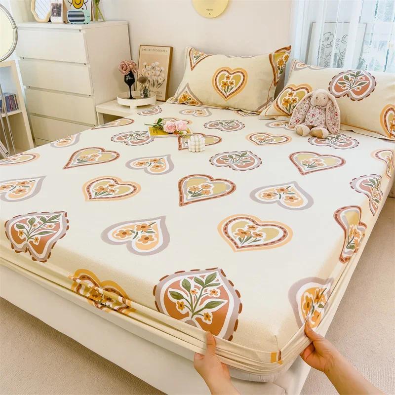 1 шт., простыни из 100% хлопка с узором «любовь», sabanas cama matrimonial Queen/King, покрывало на кровать, полный комплект, простыня на резинке 120x200x25cm 1pc beige Binchi Outdoor Equipment