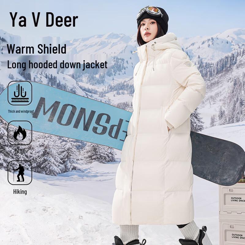 Женский длинный пуховик Yalu с капюшоном S молочный белый JDST online