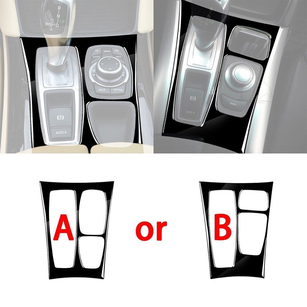 For BMW X5 E70 X6 E71 2008-14 Interior Glossy Piano Black Gear Shift Panel Cover gray Bavin03