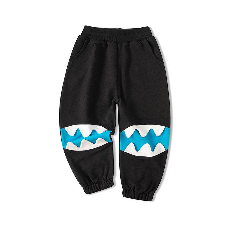 Children s Clothing Spring and Autumn Kids Open Three-Dimensional Teeth Pants Boys and Girls Casual Sports Pants Baby Pure Cotton Pants Kz3070 Black 120 cm black TAOMall