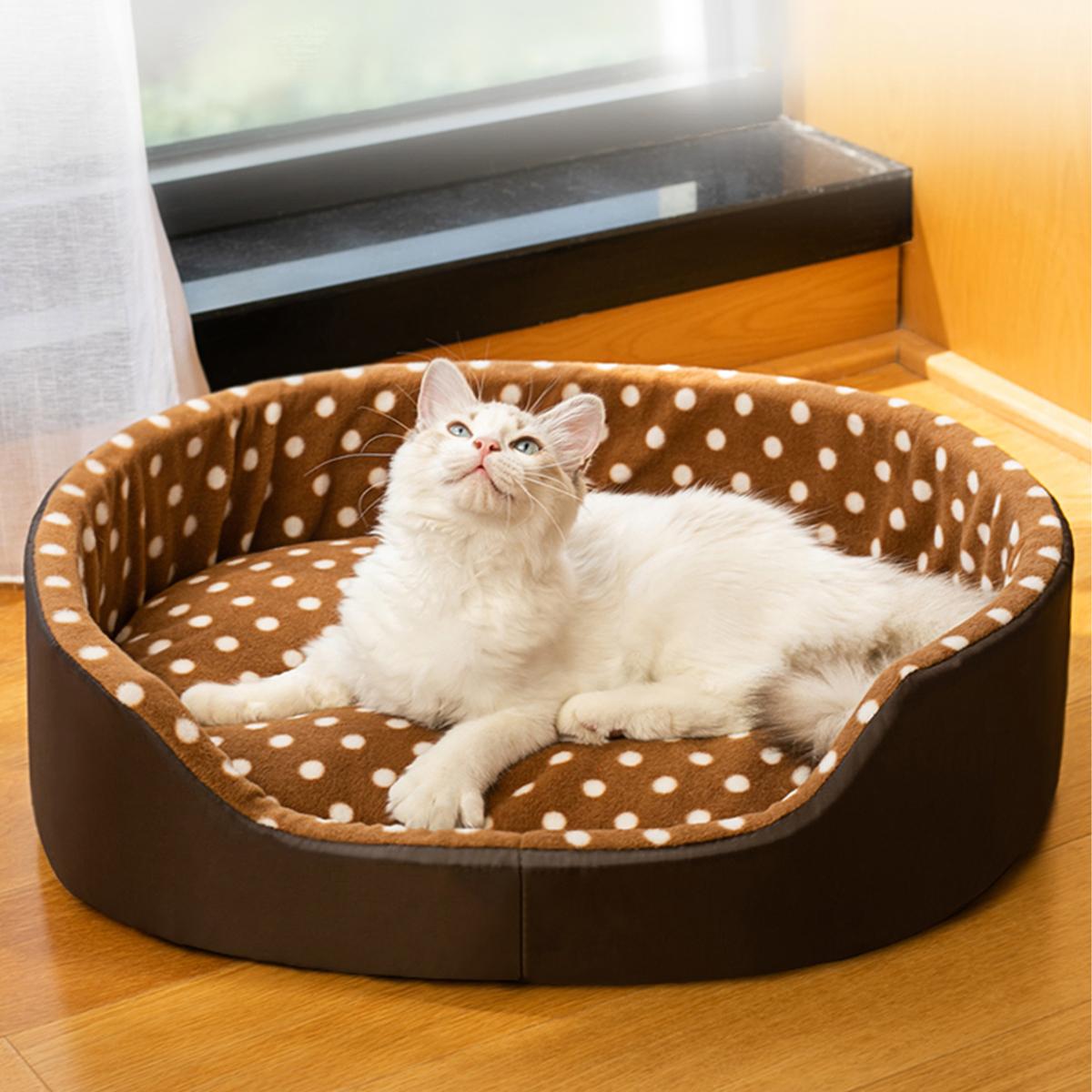 Кошки Кровать Dot Sponge Pad Аксессуары для собак Домики и места обитания Дома для животных Товары для щенков Все принадлежности Подушки Вещи Кровати Корзина Коврик S 38x29cm коричневый Lily there A