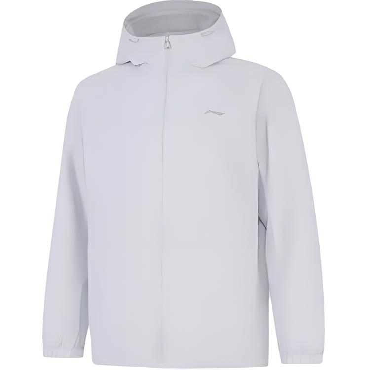 Li-Ning Plain Color Cardigan Jacket Simple Versatile Comfortable Sports Windbreaker Men outerwear Light-Gray AFDV957-7 L white
