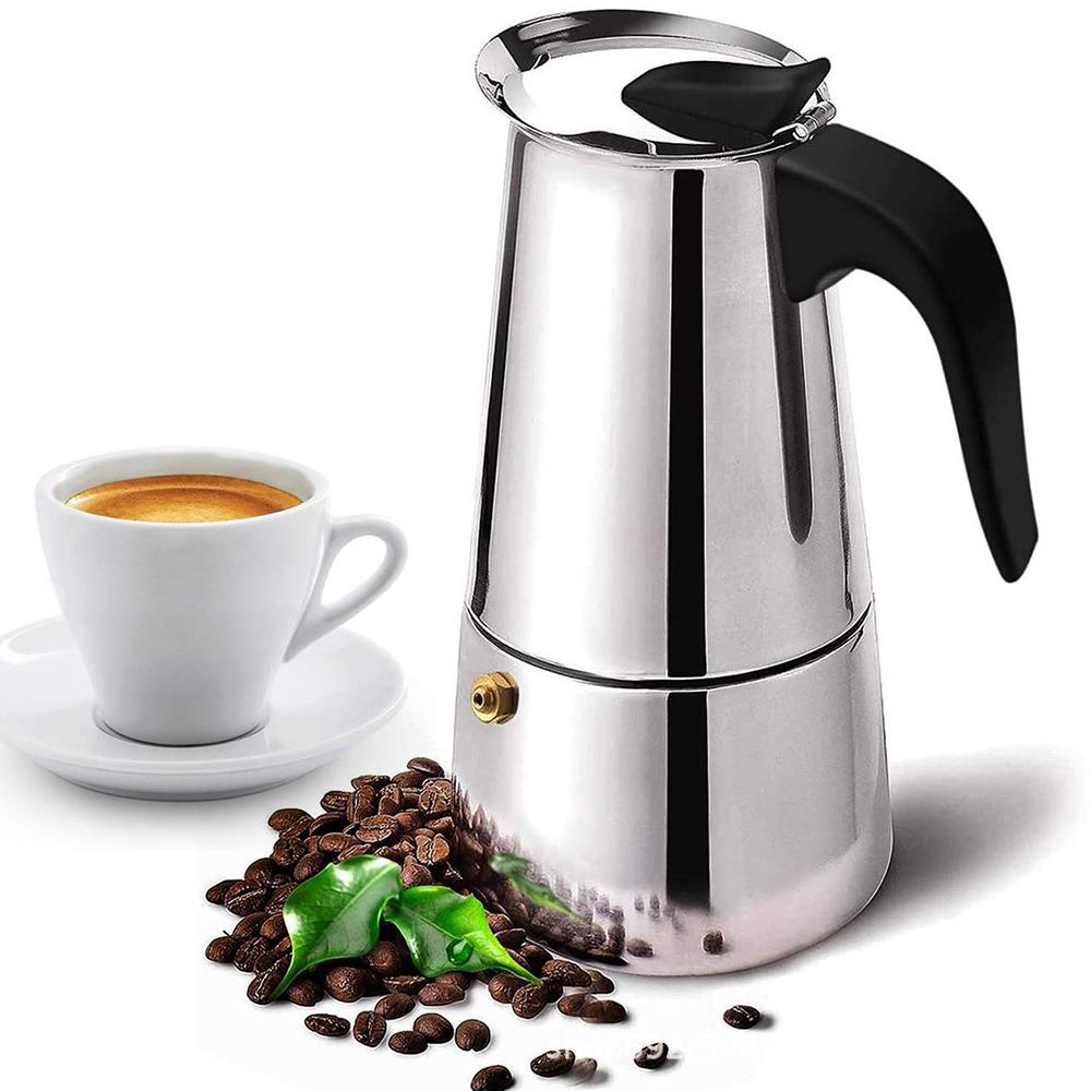 Кофемашина Moka Pot на 4/6/9 чашек Чашки для эспрессо Кофеварки Кофеварка для латте Кофеварка Moka на плите gray Garden Supplies My