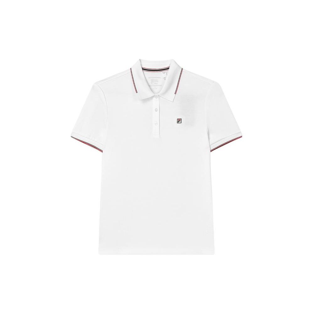 FILA Heritage Series Solid Color Breathable Casual Knit Polo Shirt Women tops White F11W421106F-WT S white