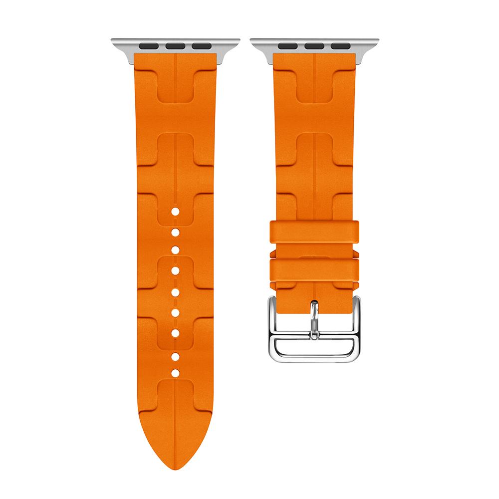 Ремешок Kilim Single Tour для Apple Watch Band 44 мм, 45 мм, 41 мм, 40 мм, 49 мм, 42 мм, 38 мм, силиконовый браслет Iwatch Series 9 8 Ultra 7 Se 3 5 6 4 38mm 40mm 41mm orange YYDS123