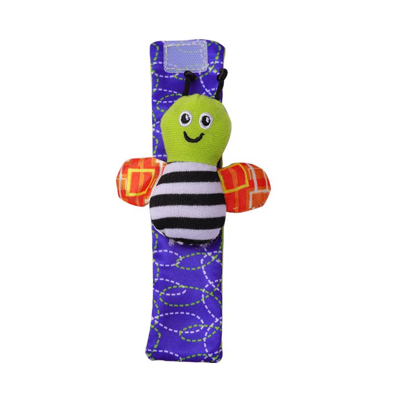 Baby Wrist Strap Watch Strap Sock Set Baby Strap Rattle Insect Cartoon Animal Soothing Plush Toy gray TK Toys
