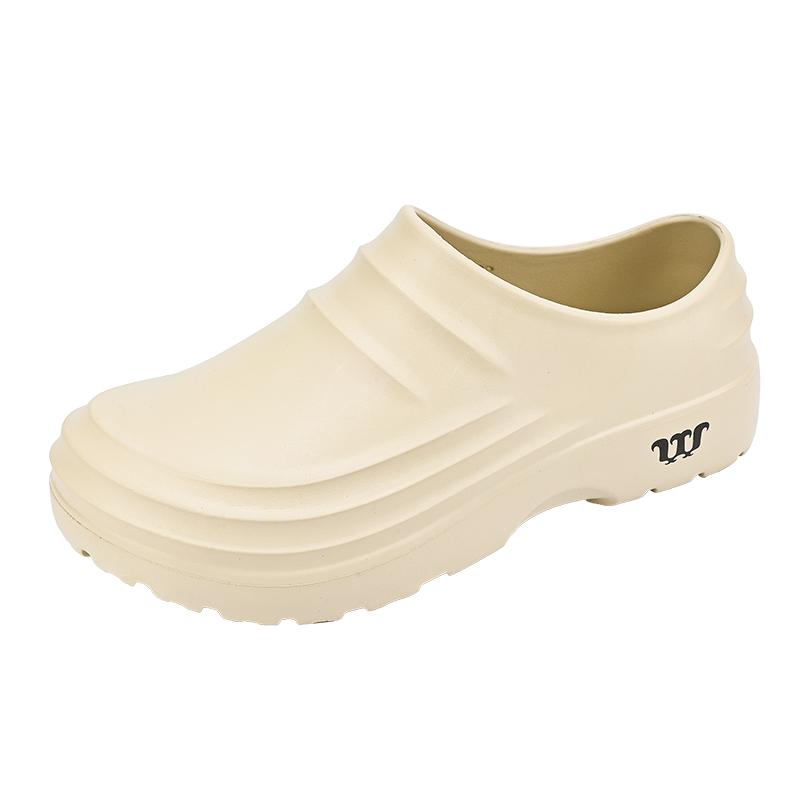 Summer Chef Shoes Anti Slip and Oil Proof Work Shoes Lazy Slippers  Casual Trendy Slippers One Step Fashion Shoes Sports Shoes 36 beige Fashion Shoes CSWO01