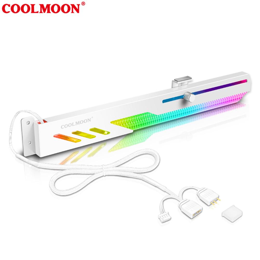 Кронштейн для видеокарты COOLMOON GT8 5V ARGB Синхронный Горизонтальный Держатель GPU Подставка для видеокарты Аксессуар для сборки ПК белый hello house