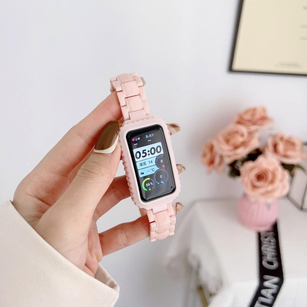 Ремешок для Huawei Band 7 8 Correa SmartWatch, чехол с имитацией керамики, браслет-браслет для Honor Band 6, Huawei Band6 For Huawei Band 7 розовый A-LING.