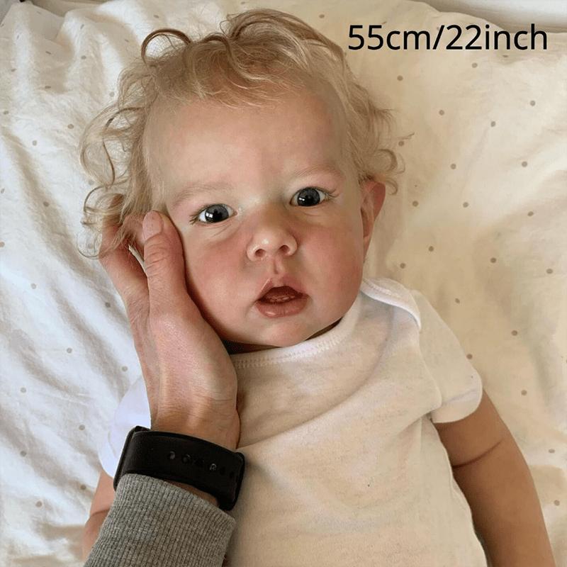 BZDOLL Реалистичная кукла реборн 55 см 22 дюйма Реалистичное тканевое тело Новорожденный мальчик с 3D-росписью кожи и ручной работы Мягкий винил Игрушки для малышей 55cm/22inch brown BZDOLL Reborn