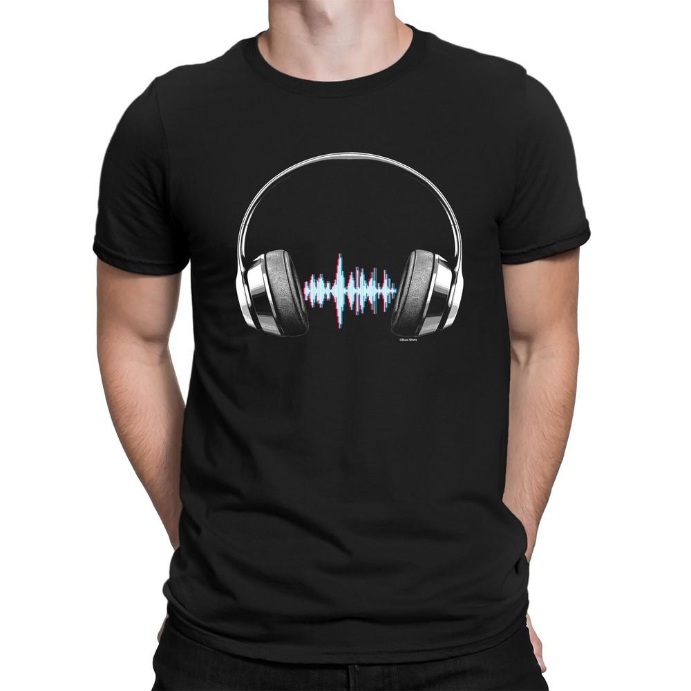 НАУШНИКИ ЭКВАЛАЙЗЕР Мужская Футболка Музыкальная DJ Электронная Рейв Танцевальная Ретро XL black TeeHaven