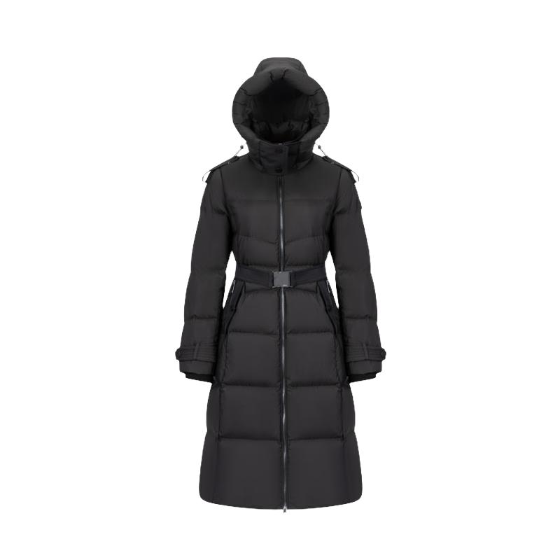 Aililai Элегантный длинный пуховик с капюшоном и поясом M black JDST SELECTION