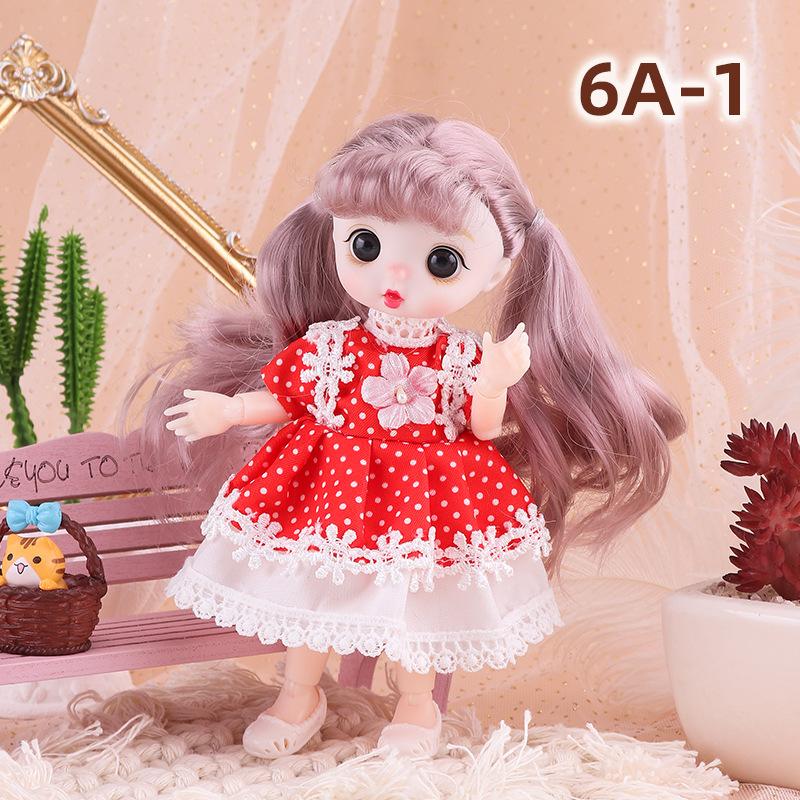 17см Bjd Кукла Нарядная одежда Кукла 13 подвижных суставов Игрушка для девочки red Oran Sky
