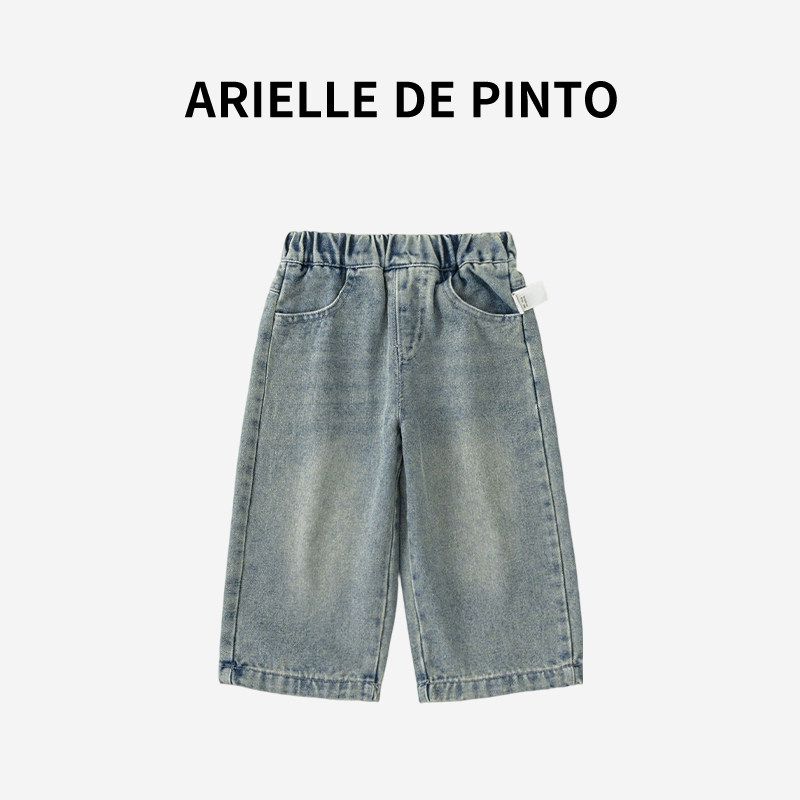 Французский Arielle De Pinto2026 Новый Весенний Стиль Джинсы для Девочек Корейский Стиль Повседневные Свободные Брюки Blue 80 gray TAOMall