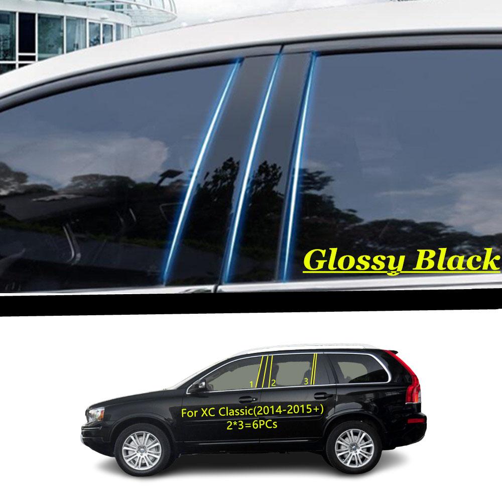 Car TPU/Glossy Mirror Pillar Post Cover  For Volvo XC Classic 2014-2015+ Door Trim Window Molding Sticker Accessories Piano black black 343496earlEsse