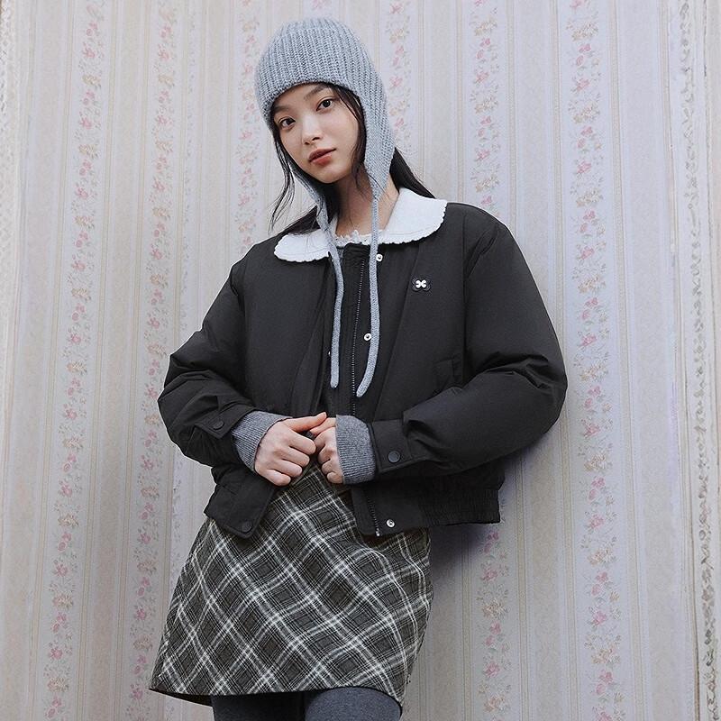 Женский пуховик Ledin с вязаным кружевным воротником S gray JDST online