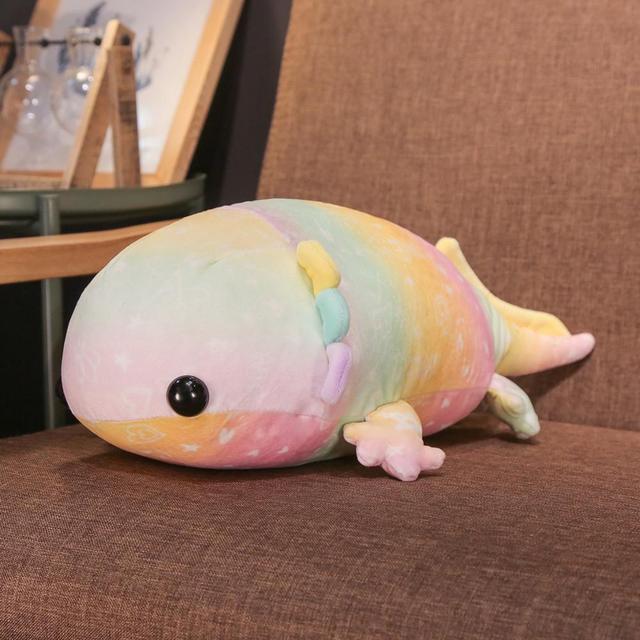 37 -58cm Rainbow Dinosaur Fish Plush Toys Colorful Giant Salamander Stuffed Doll Soft Animal Sleep Pillow Adorable Gift For Kids Girl 37cm white DVD3