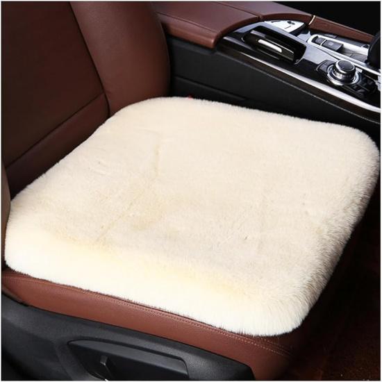 Sheepskin Car Seat Cushion, Comfortable Soft Fur Wool Auto Front Seat Cover, Vehicle Seat Protector Pad For Warm Winter Office Chair, Universal Decor бежевый 91530103MAC1FDB90U
