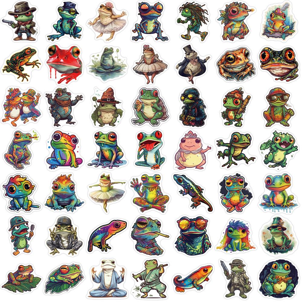 50 Psychedelic Frog Love Graffiti Stickers Decorate Guitar Suitcase DIY Creative Waterproof Stickers black Hair decoration