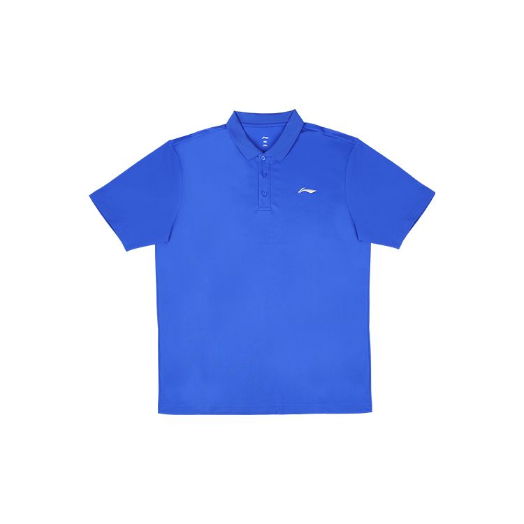 Li-Ning Solid Color Logo Embroidered Short Sleeve Polo Shirt Men tops Dodger-Blue YPLT033-2 M blue